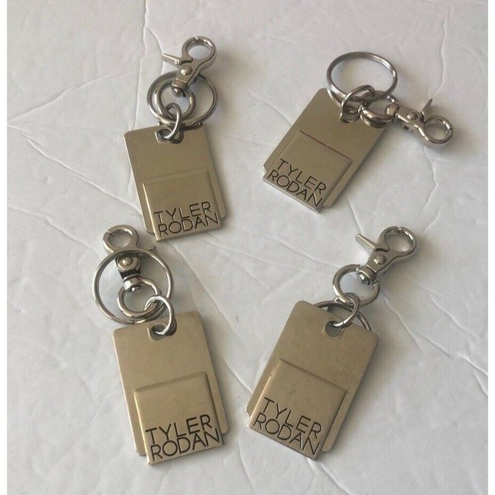 4 Tyler Rodan Designer Silver Tone Hanging Key chain Ring & Purse Charm Hook E